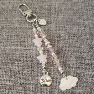 Dreamy Silver and Pink Beaded Bag Charm